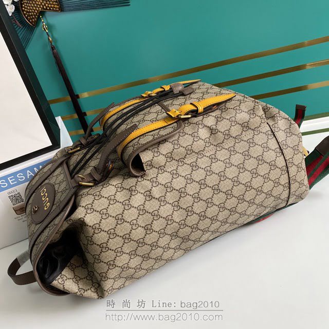 Gucci古馳包包 G家新款雙肩包 款號:473869 古奇啡膠刺繡男士雙肩後背包  gdj1228